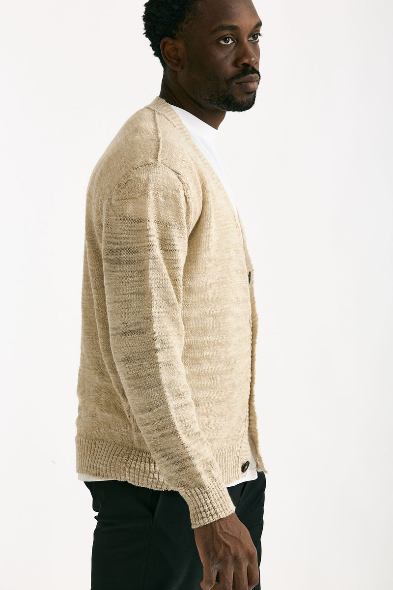 Cardigan in lino e poliestere beige malfile’ men Atomo factory - 4