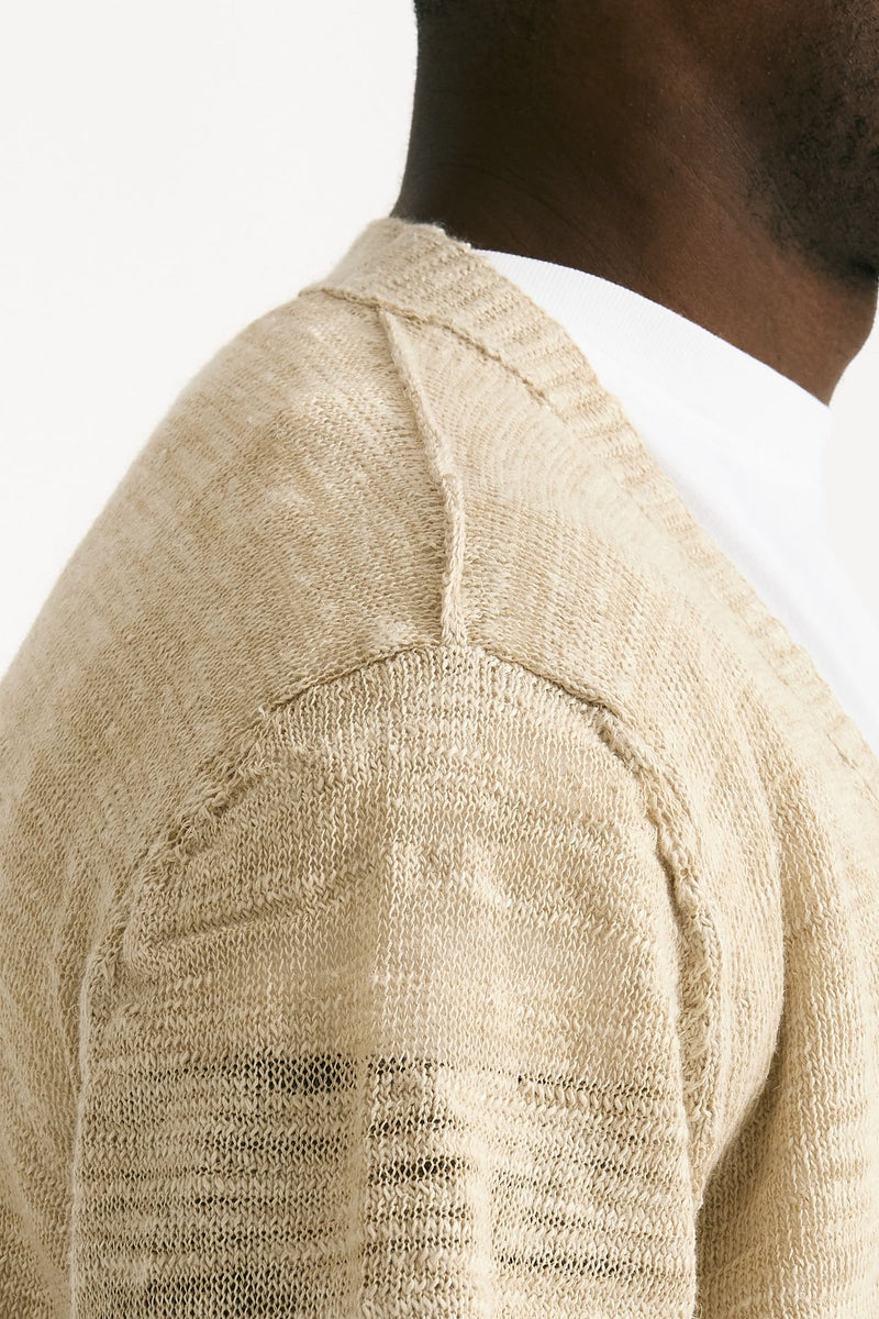 Cardigan in lino e poliestere beige malfile’ men Atomo factory - 7