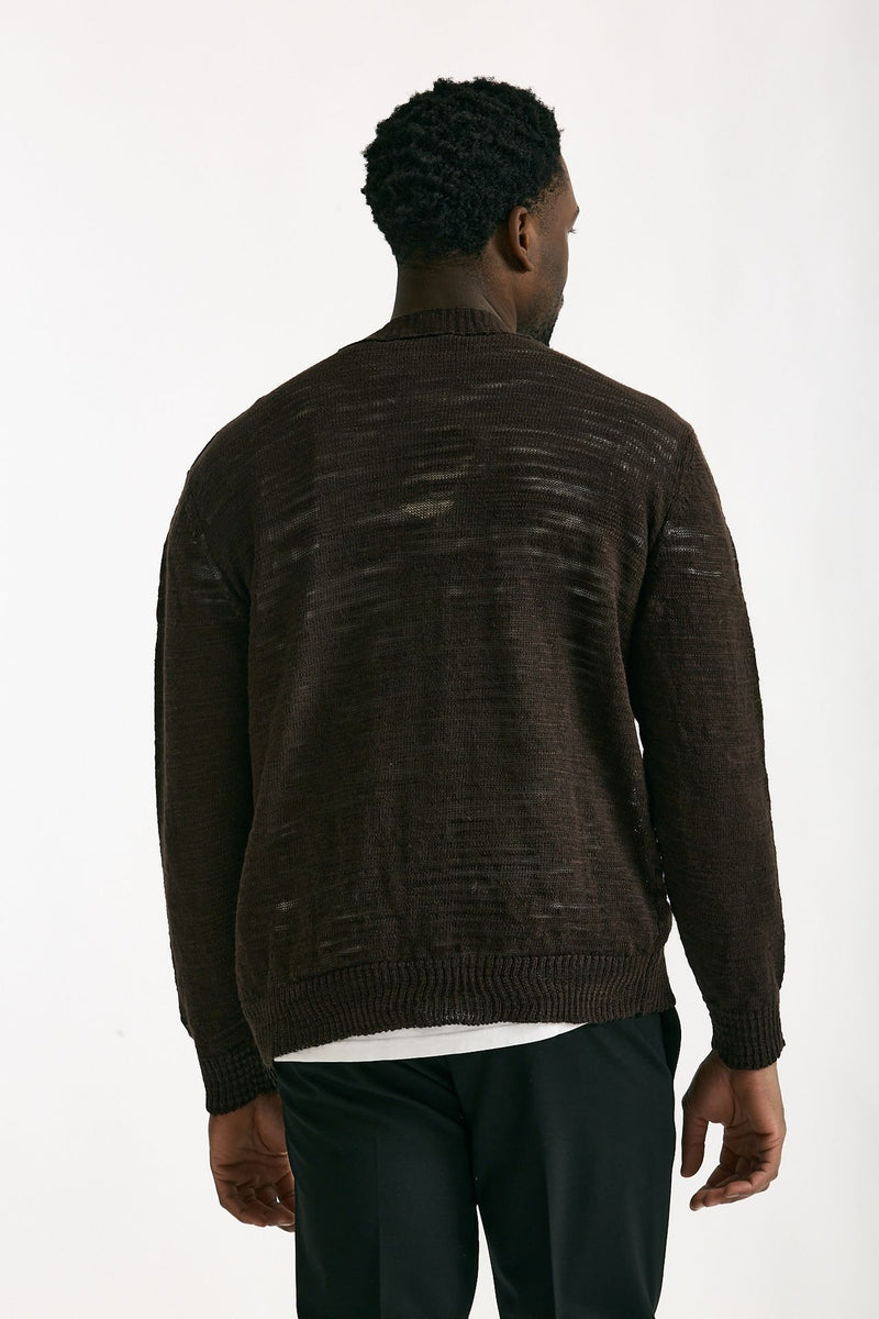 Cardigan in lino e poliestere marrone malfile’ men Atomo factory - 3
