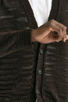 Cardigan in lino e poliestere marrone malfile’ men Atomo factory - 6