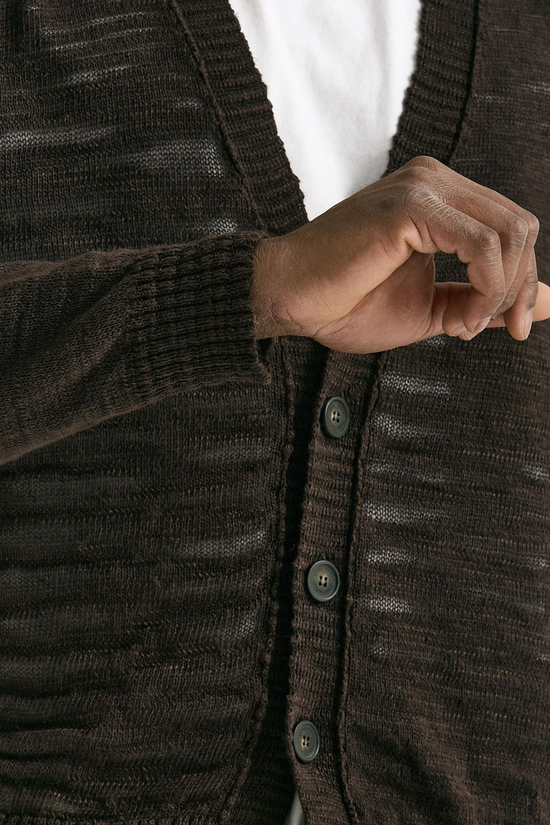 Cardigan in lino e poliestere marrone malfile’ men Atomo factory - 6