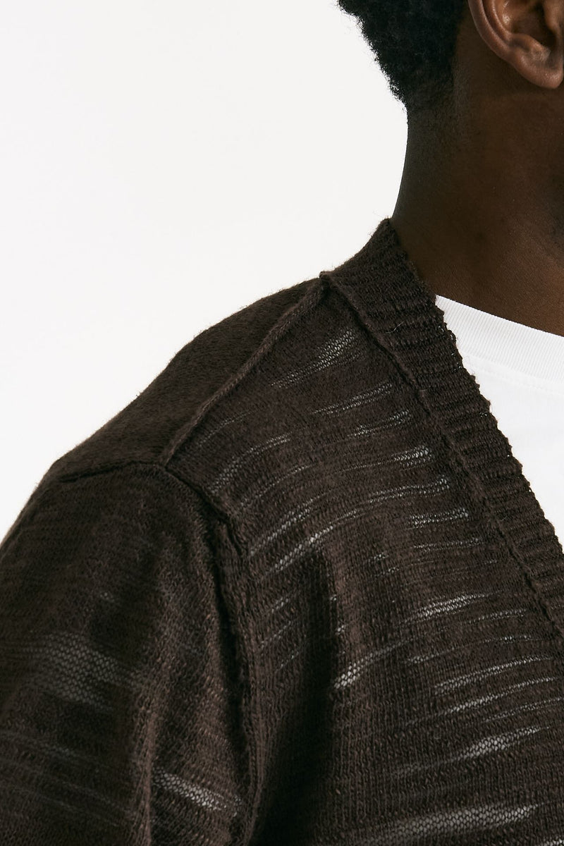 Cardigan in lino e poliestere marrone malfile’ men Atomo factory - 7