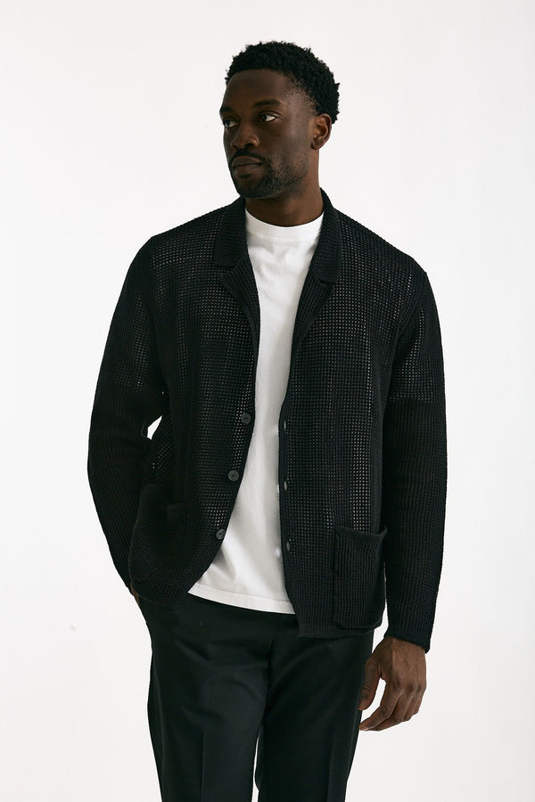 Cardigan in cotone e poliestere nero men Atomo factory