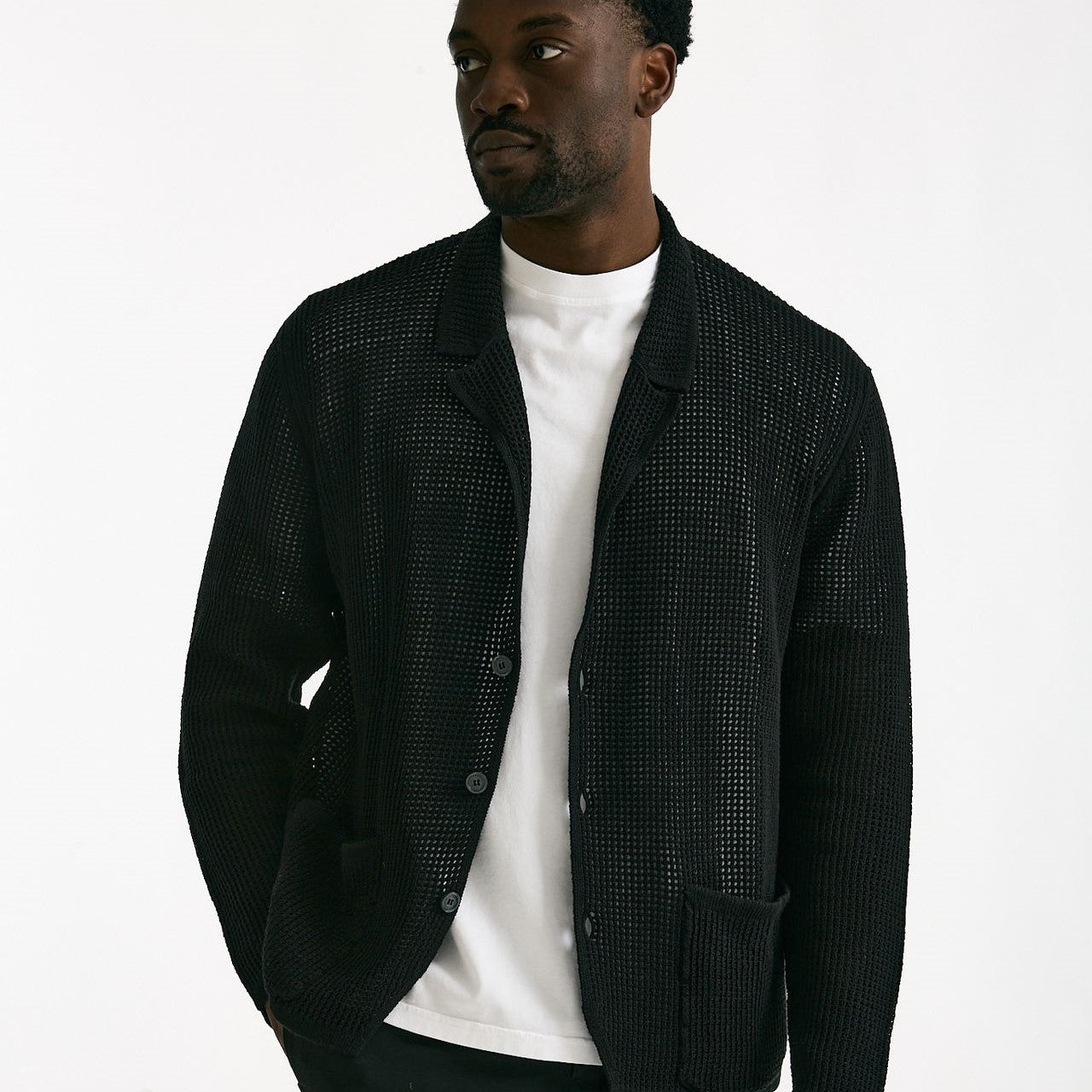 Cardigan in cotone e poliestere nero men Atomo factory - 7