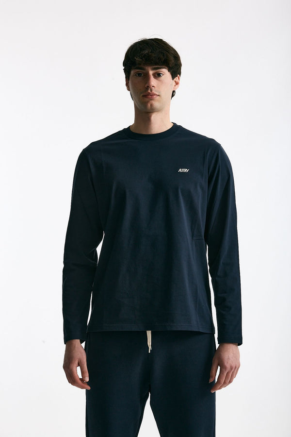 T-shirt girocollo in cotone blu men Autry