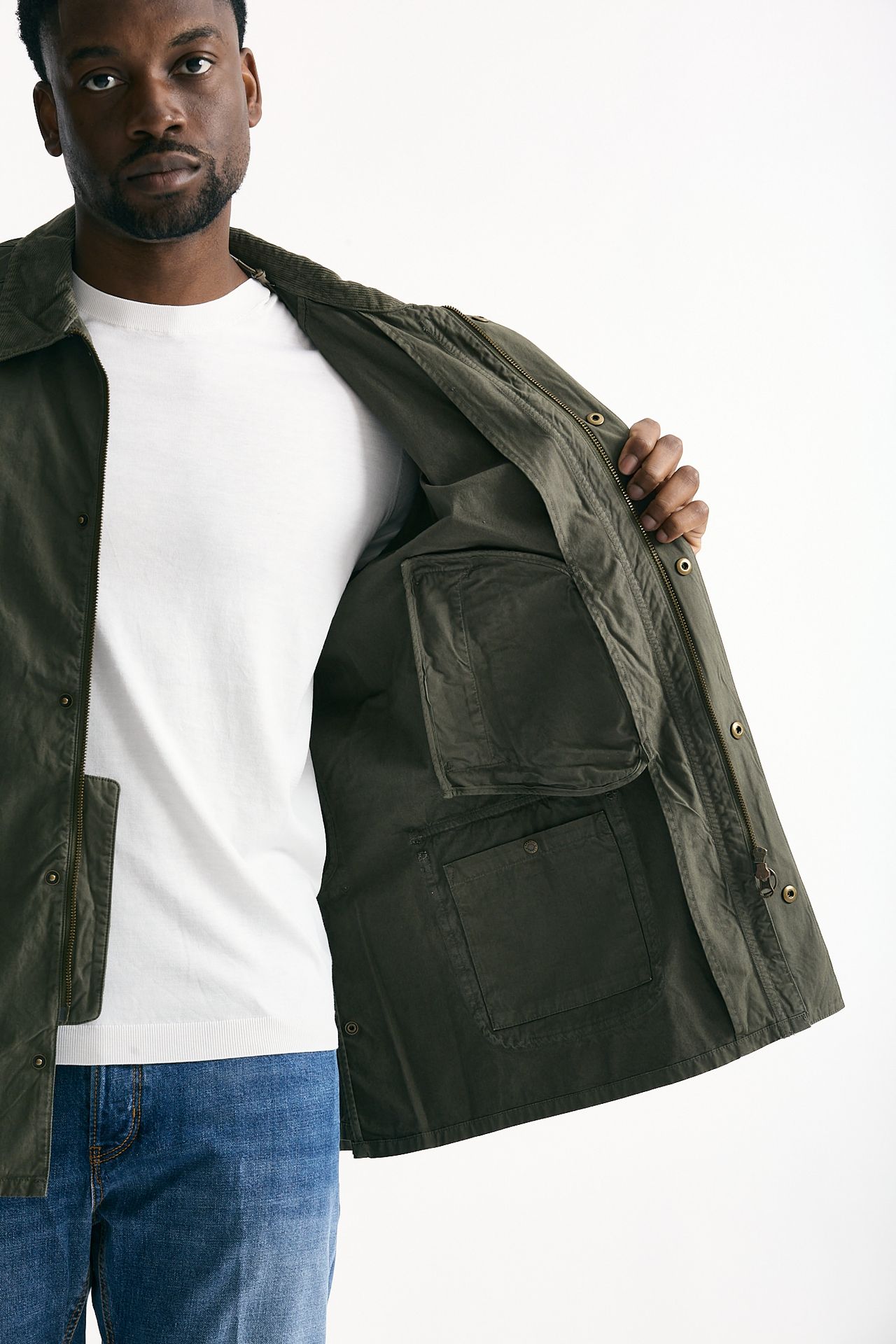 Giacca ASHBY CASUAL in cotone lavato verde/olive men Barbour - 7