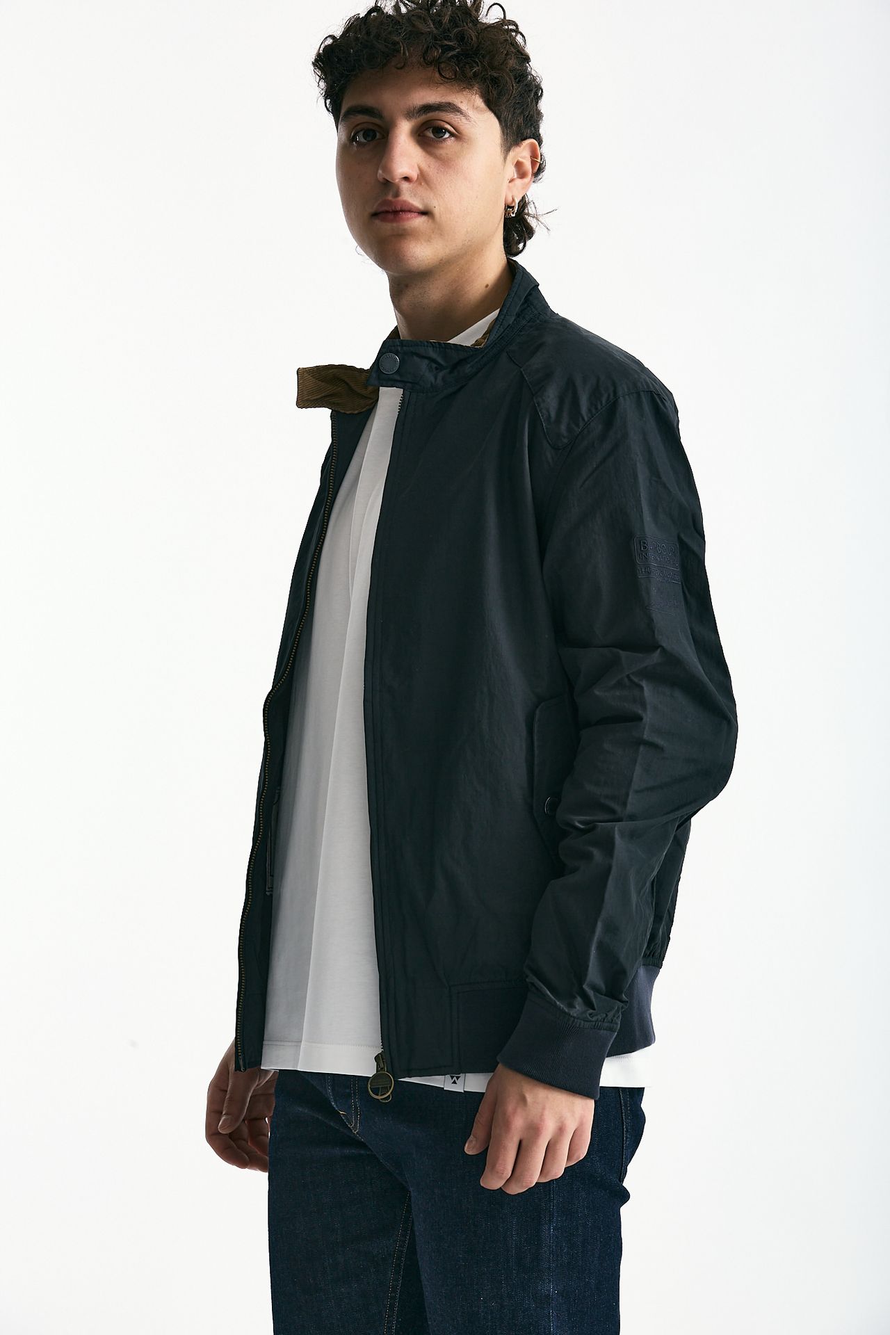 Bomber RECTIFIER HARRINGTON in nylon e cotone blu men Barbour - 5