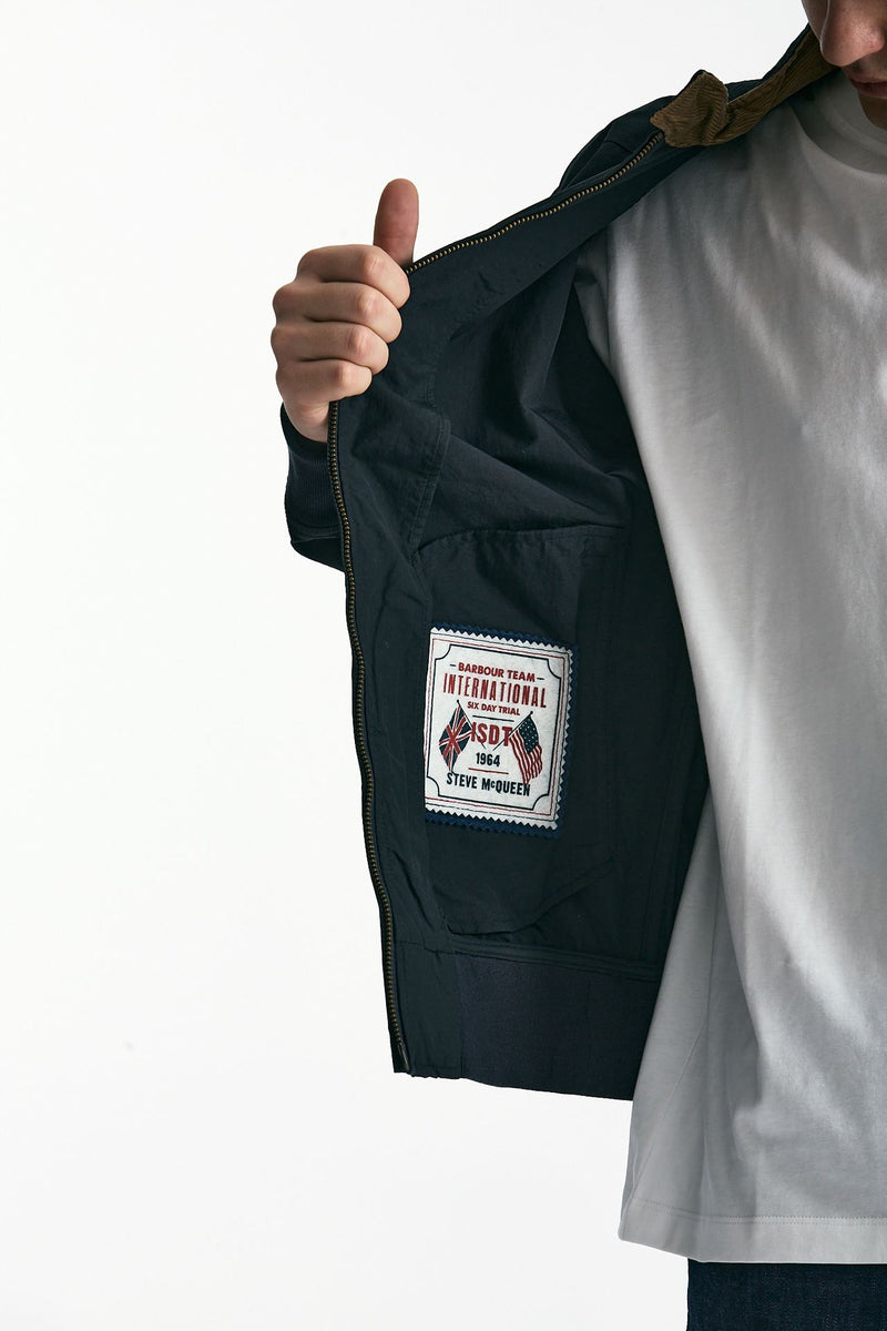 Bomber RECTIFIER HARRINGTON in nylon e cotone blu men Barbour - 7