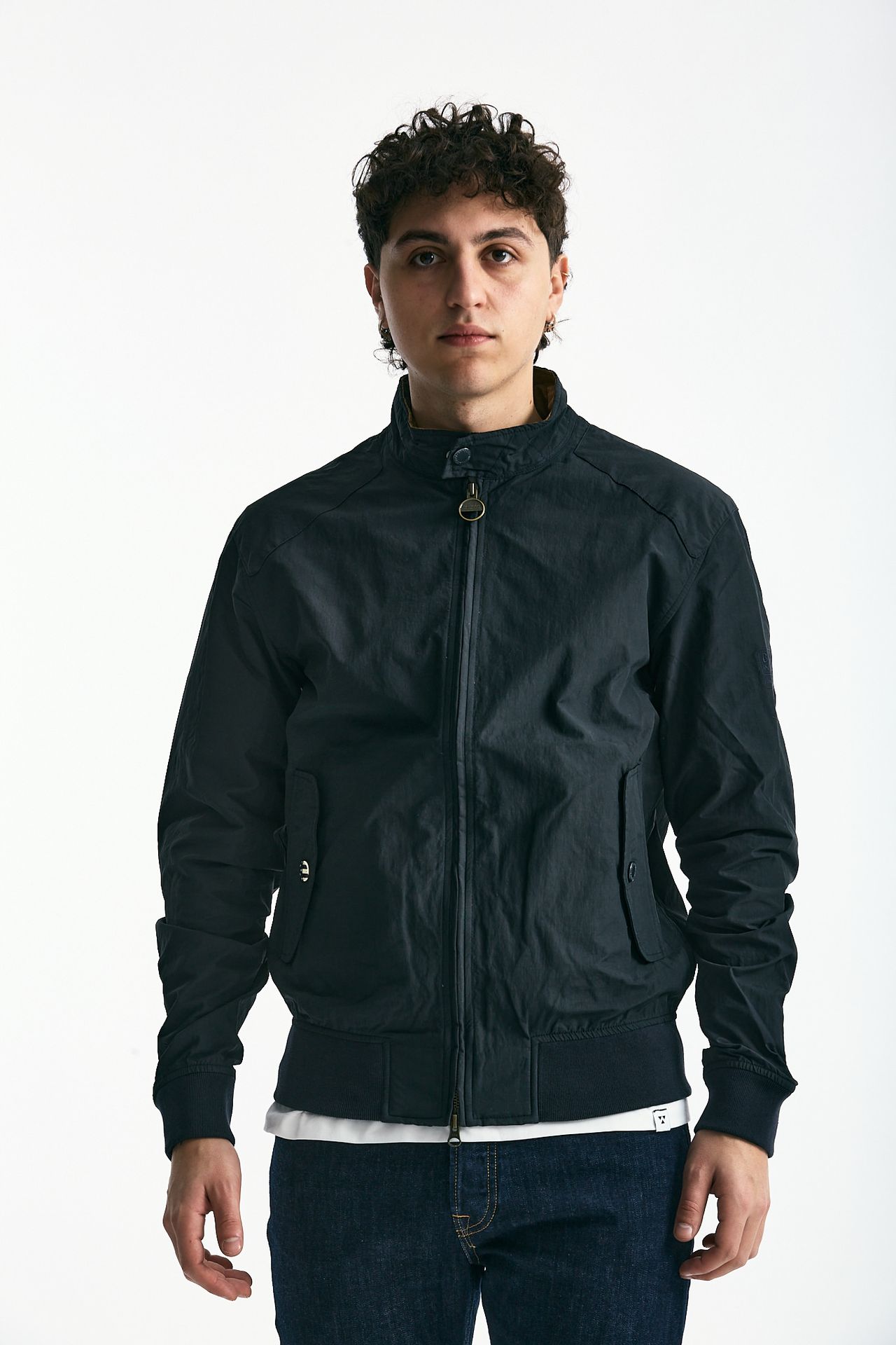 Bomber RECTIFIER HARRINGTON in nylon e cotone blu men Barbour - 1