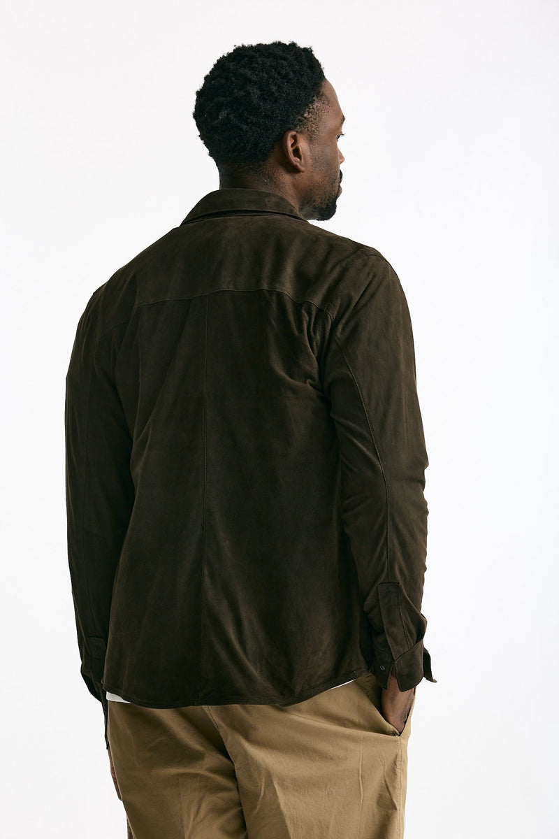 Giubbino camicia in pelle scamosciata marrone men Giorgio brato - 5