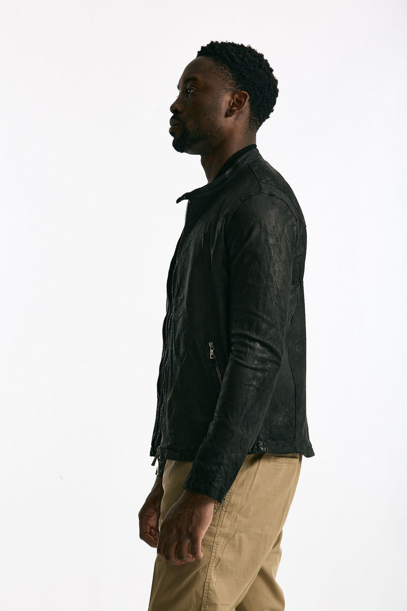Biker in pelle lavata nero men Giorgio brato - 3