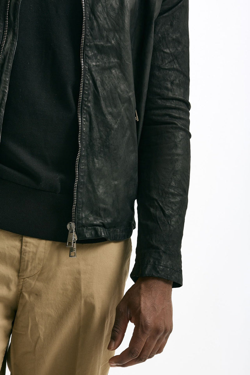 Biker in pelle lavata nero men Giorgio brato - 6