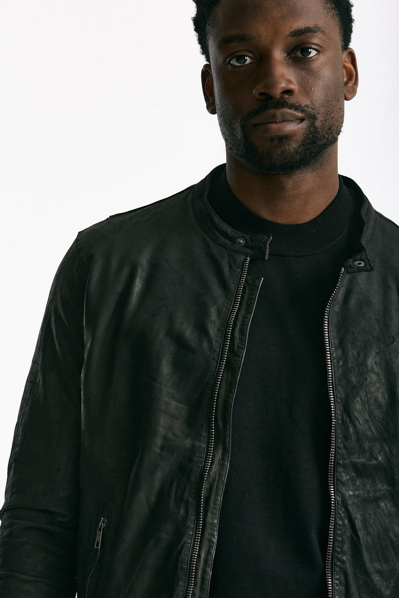 Biker in pelle lavata nero men Giorgio brato - 7