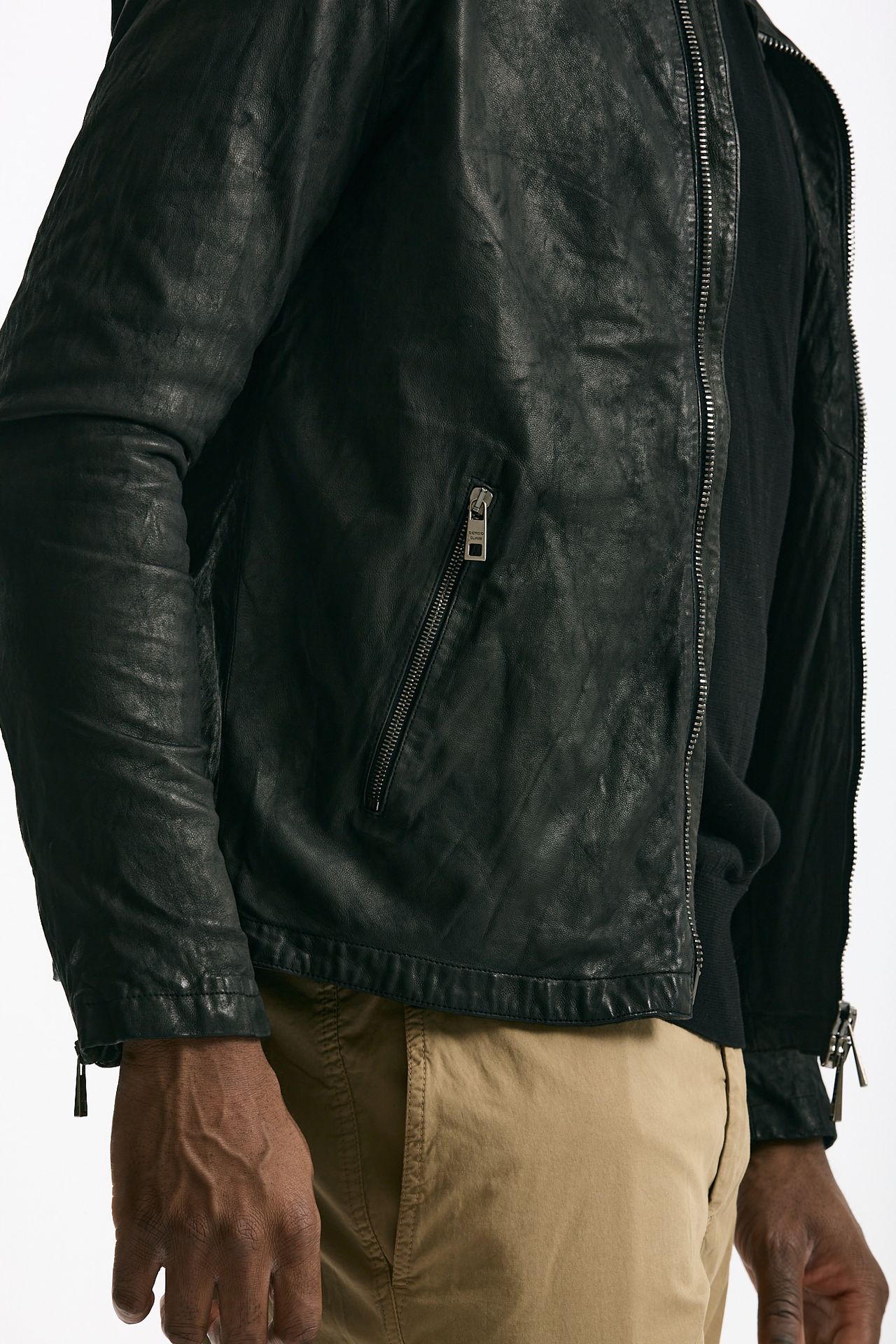 Biker in pelle lavata nero men Giorgio brato - 10