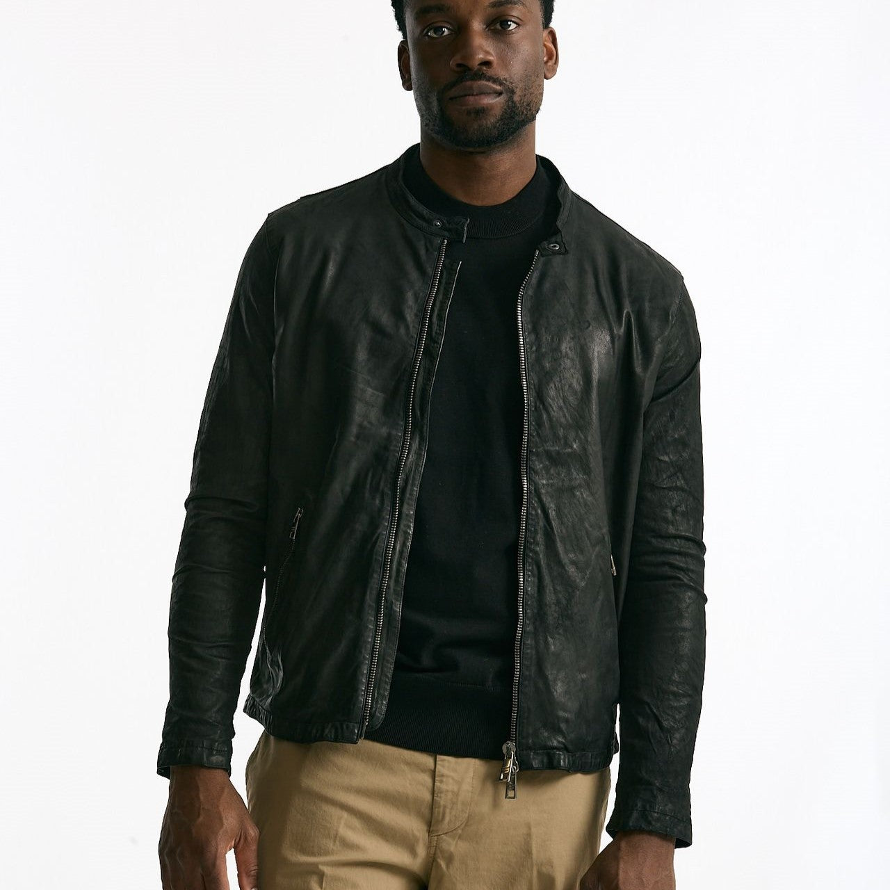 Biker in pelle lavata nero men Giorgio brato - 11