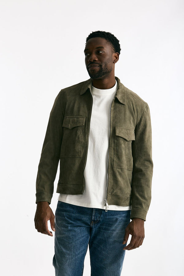 Giubbino in pelle scamosciata verde men Giorgio brato