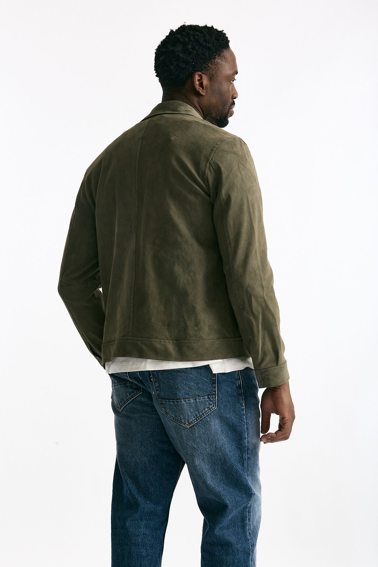 Giubbino in pelle scamosciata verde men Giorgio brato - 3