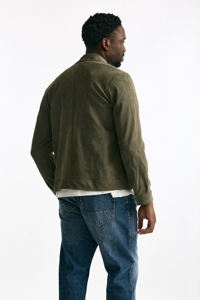 Giubbino in pelle scamosciata verde men Giorgio brato - 3