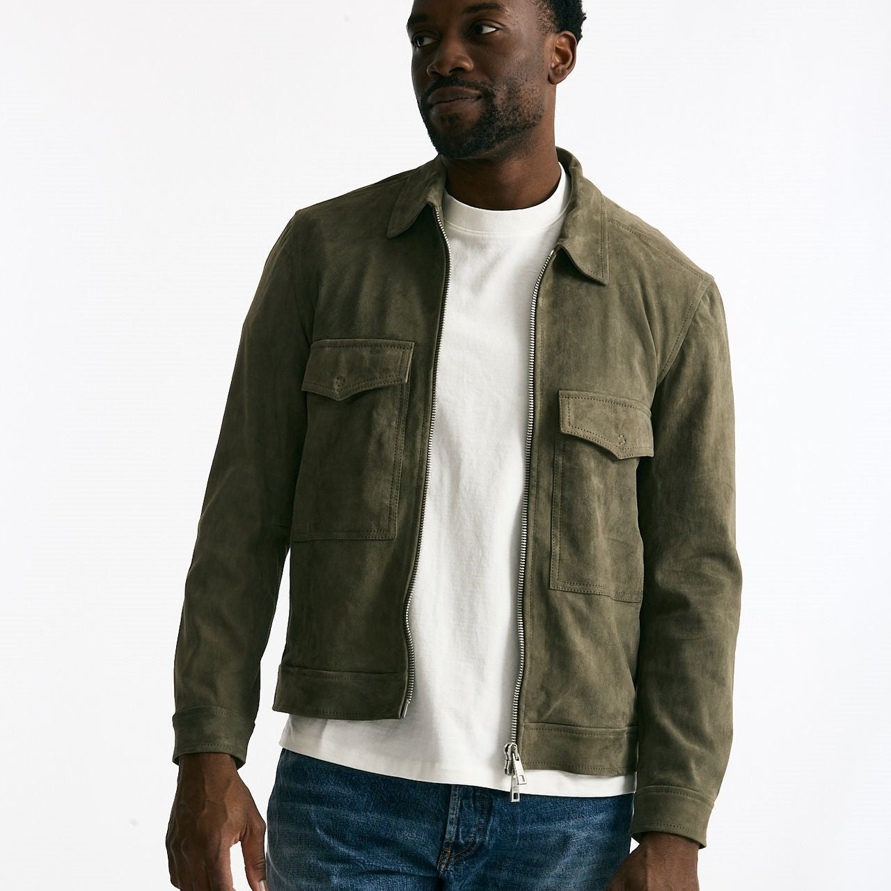 Giubbino in pelle scamosciata verde men Giorgio brato - 10