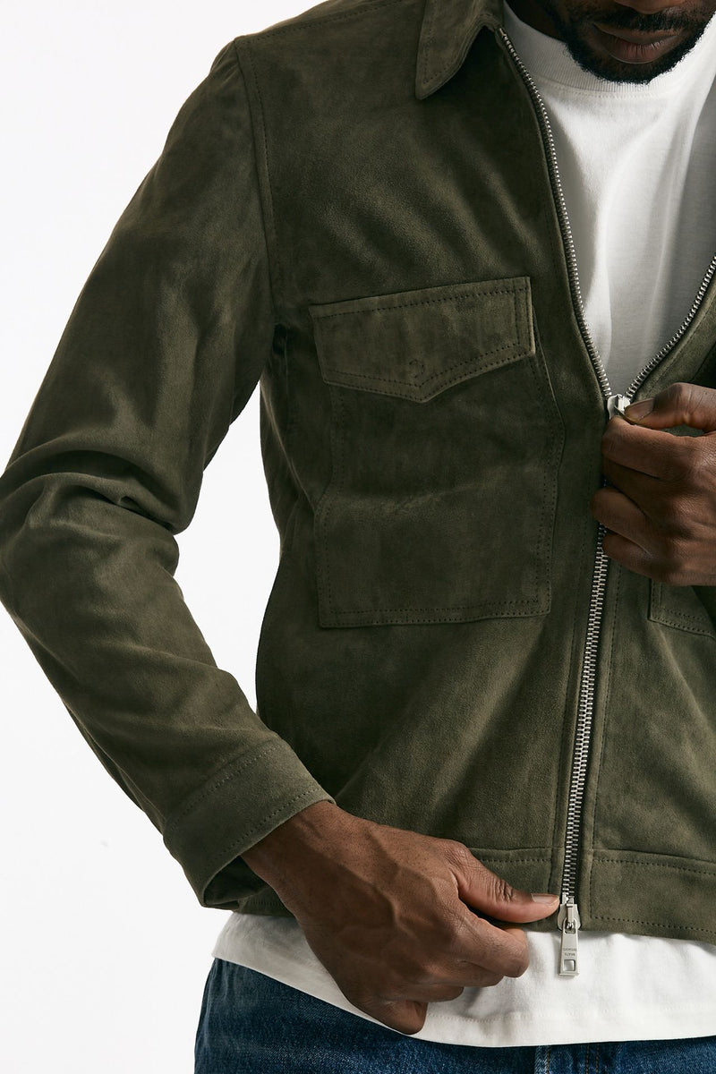 Giubbino in pelle scamosciata verde men Giorgio brato - 6