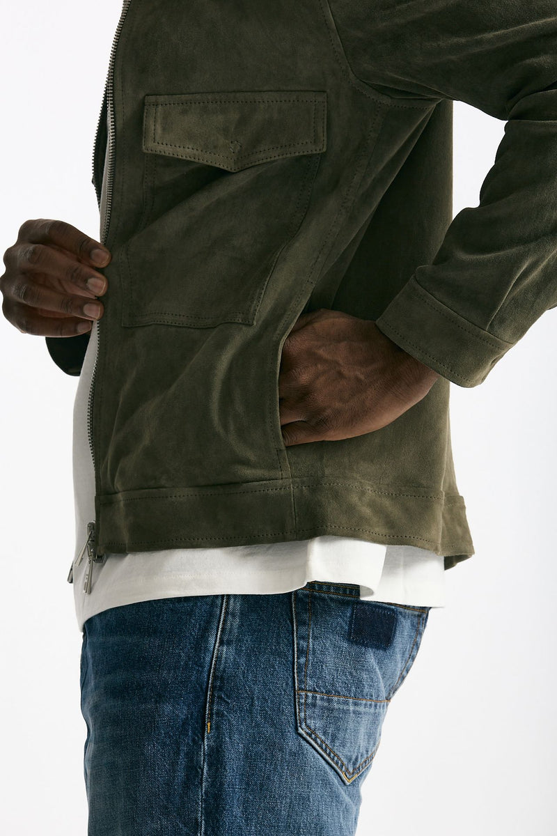 Giubbino in pelle scamosciata verde men Giorgio brato - 9