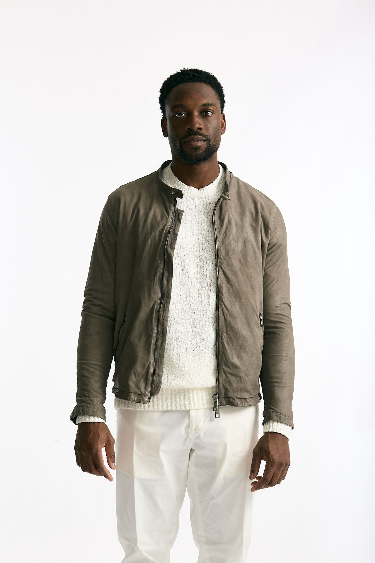 Biker in pelle lavata grigio men Giorgio brato - 3