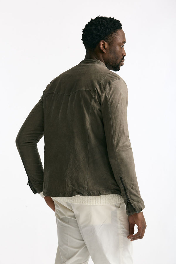 Biker in pelle lavata grigio men Giorgio brato