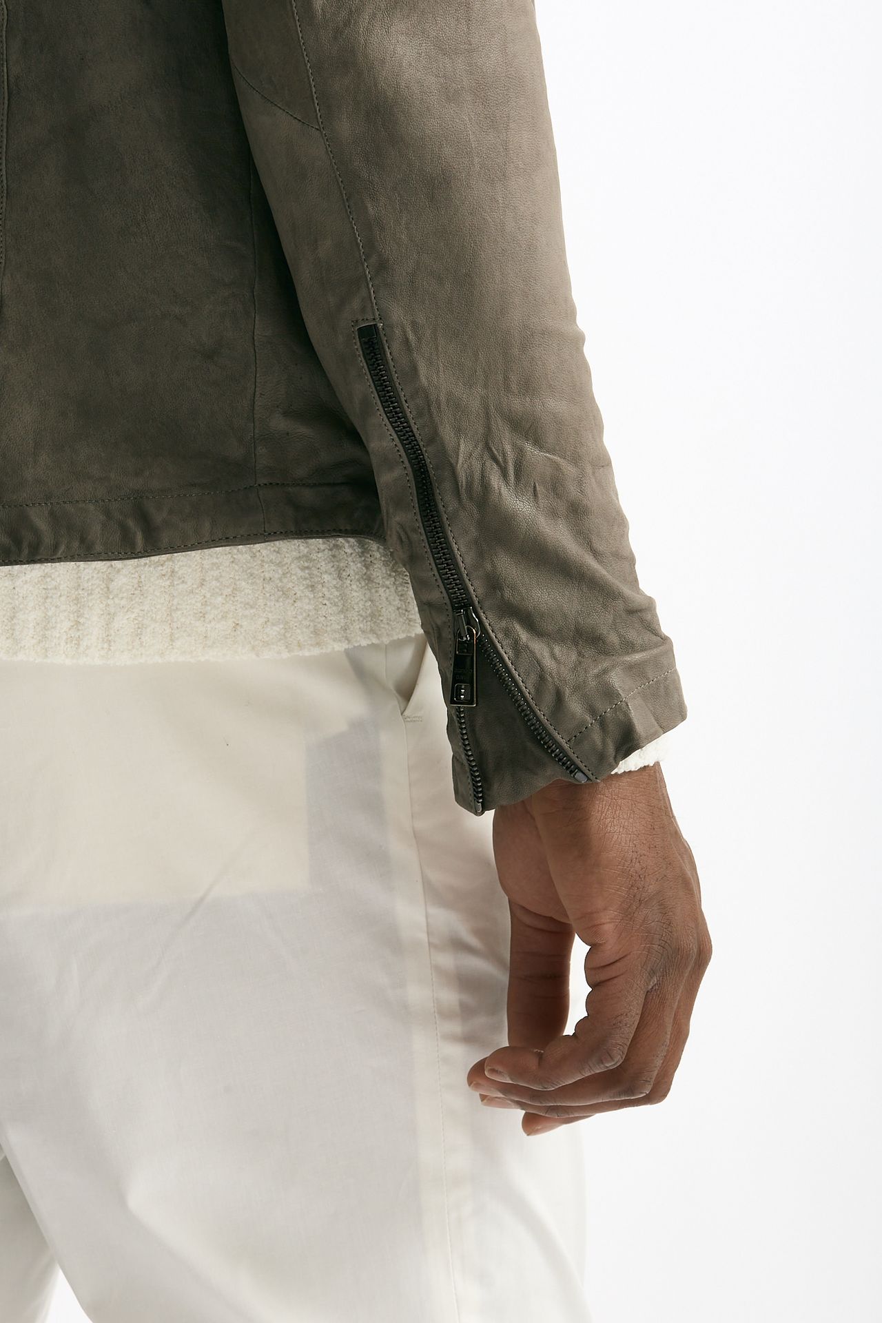 Biker in pelle lavata grigio men Giorgio brato - 5