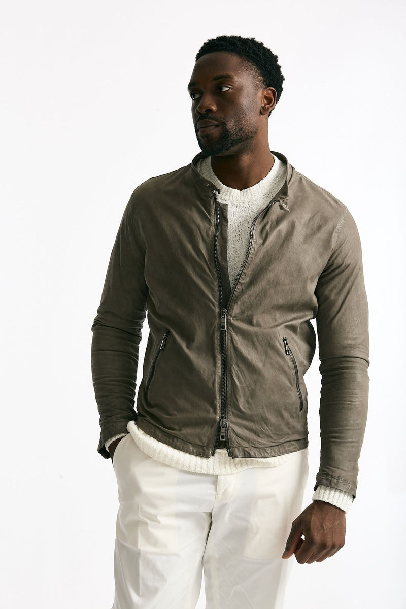 Biker in pelle lavata grigio men Giorgio brato - 7