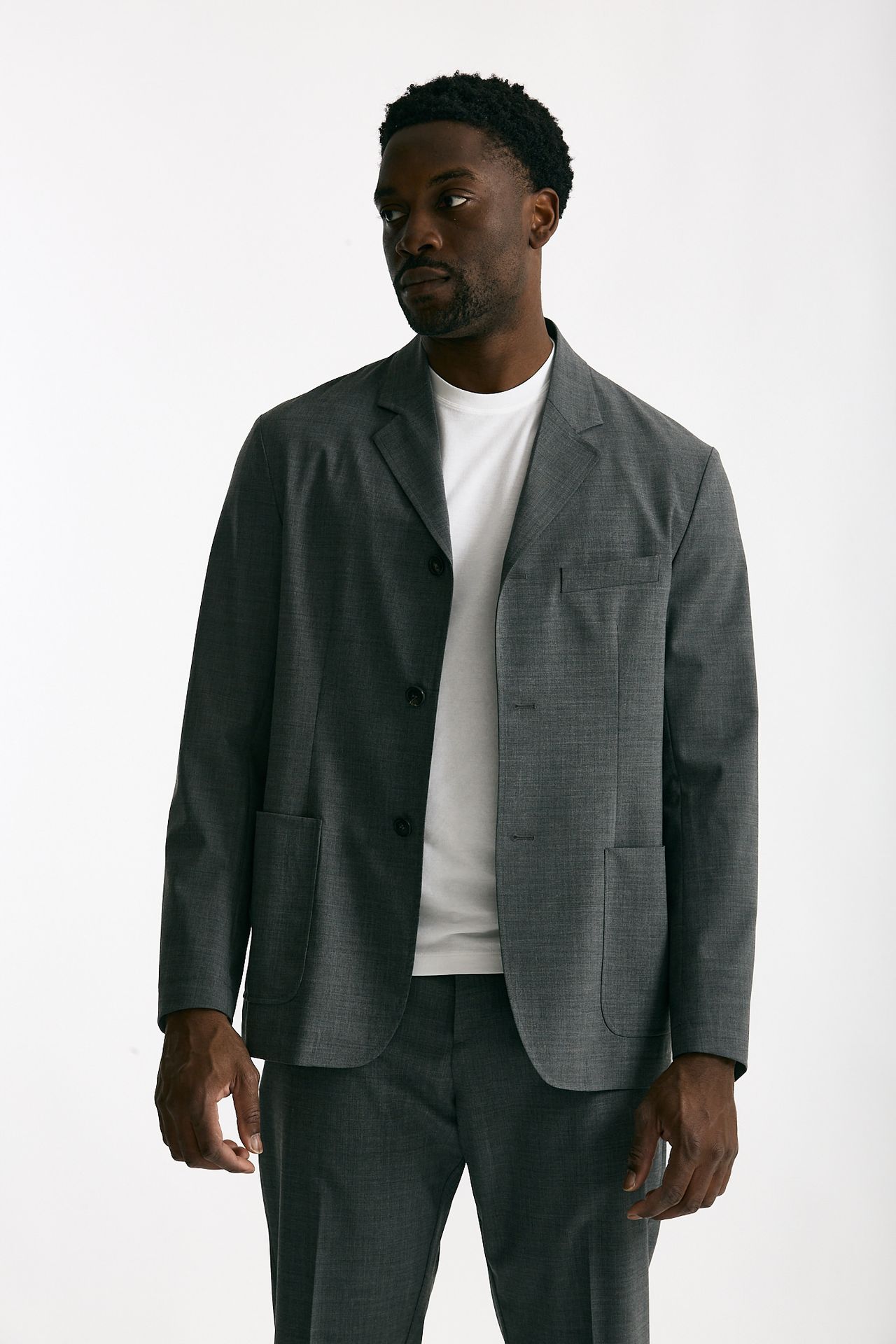 Giacca in poliestere e lana stretch grigio men Covert - 1