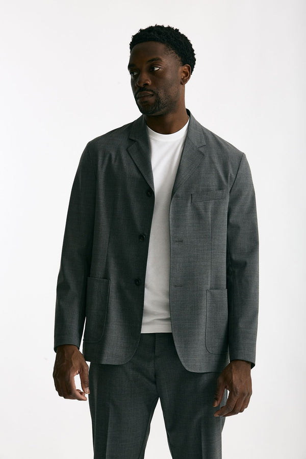 Giacca in poliestere e lana stretch grigio men Covert