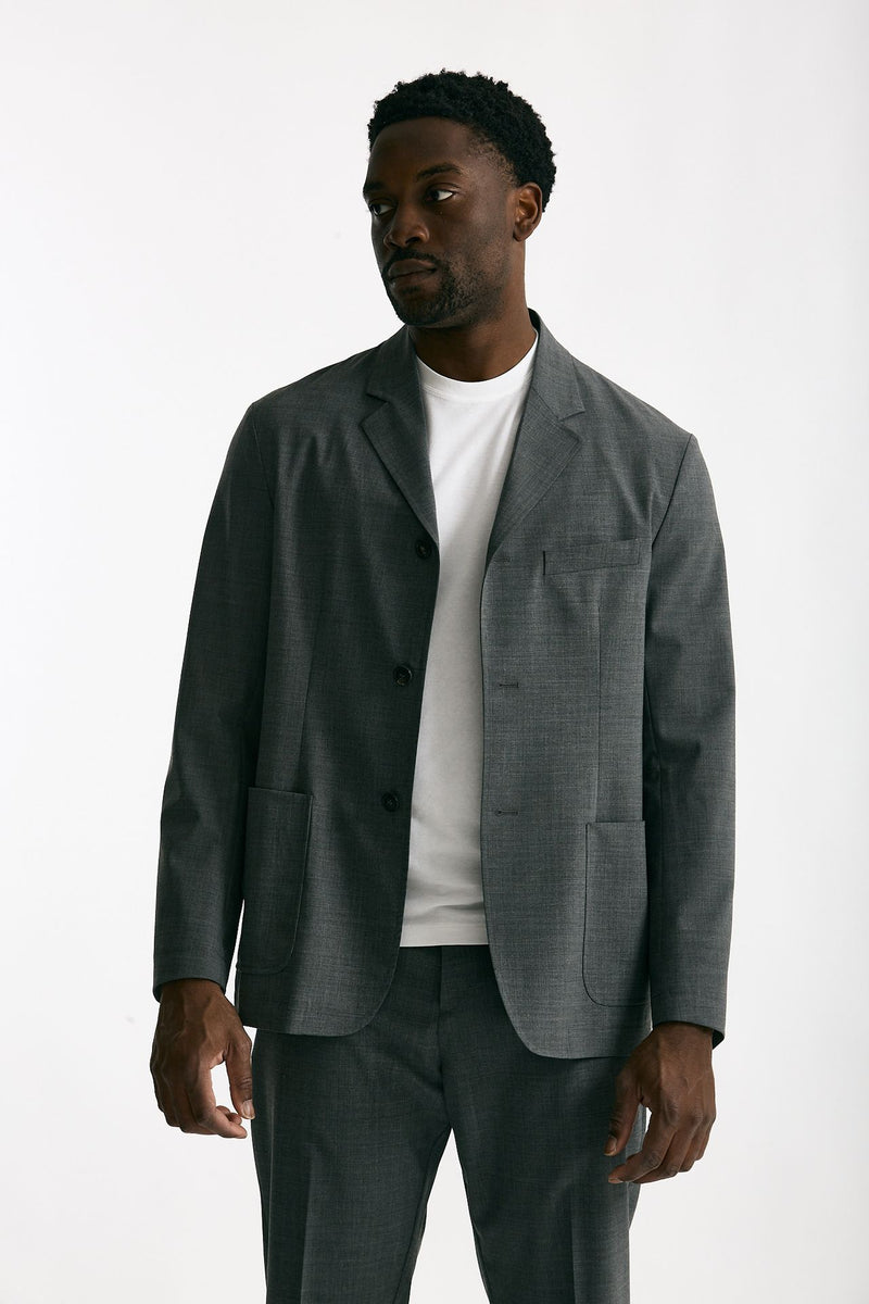 Giacca in poliestere e lana stretch grigio men Covert - 1