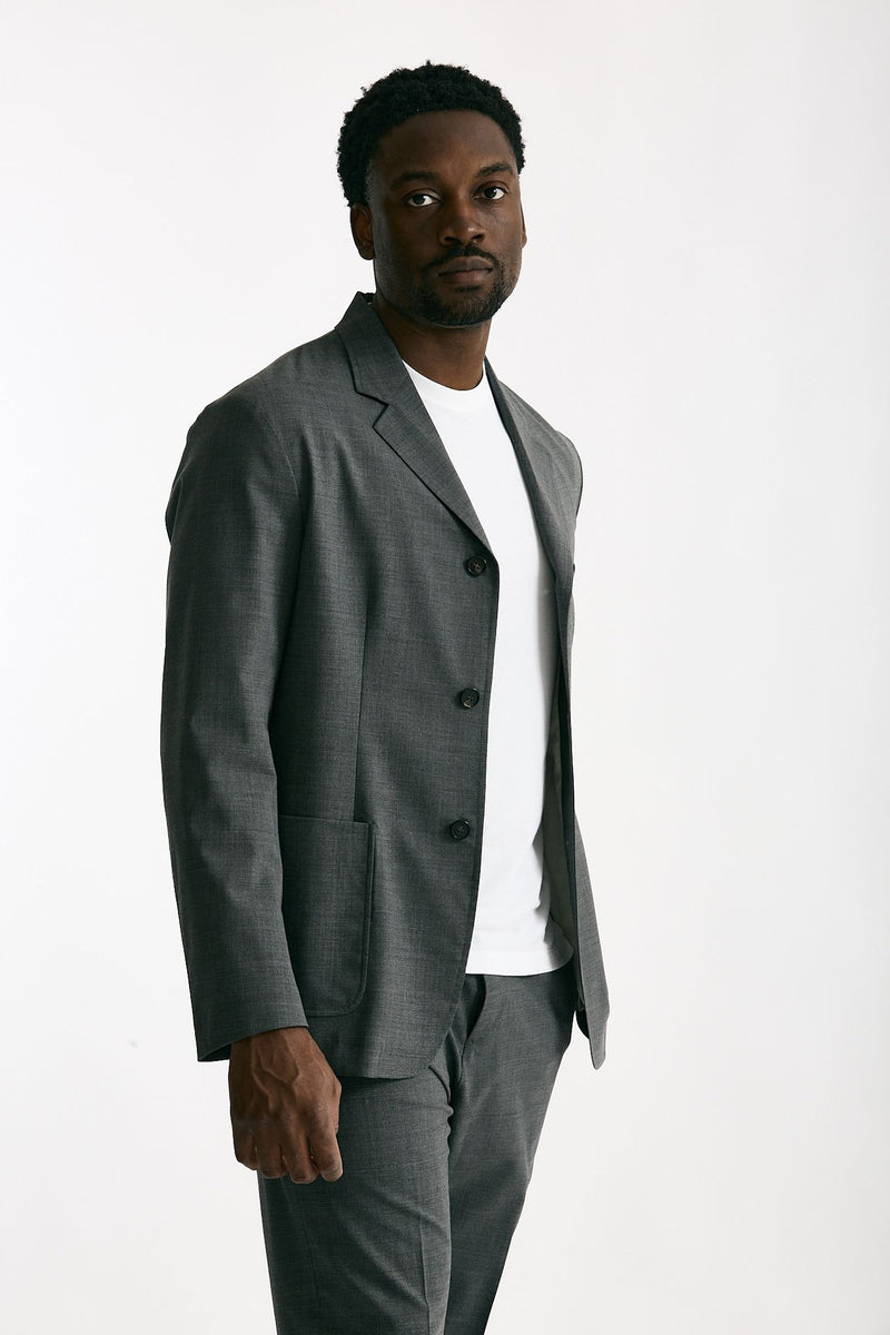 Giacca in poliestere e lana stretch grigio men Covert - 4