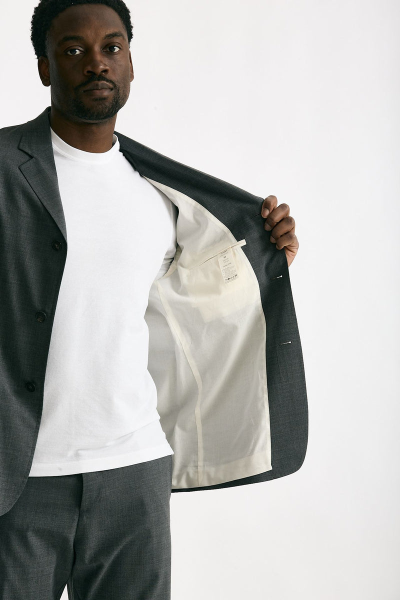 Giacca in poliestere e lana stretch grigio men Covert - 6