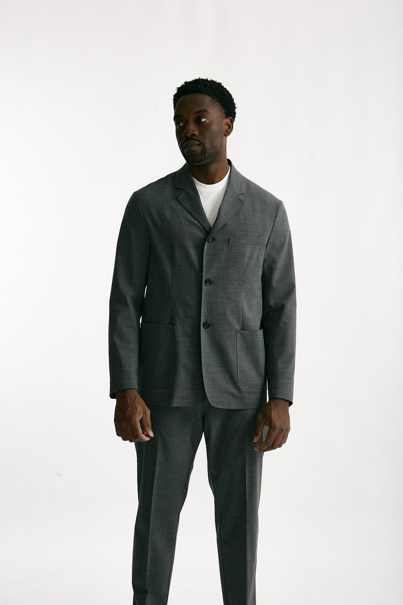 Giacca in poliestere e lana stretch grigio men Covert - 8