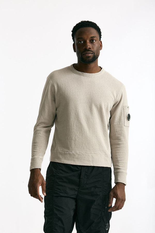 Felpa girocollo in cotone grigio chiaro men C.p. company