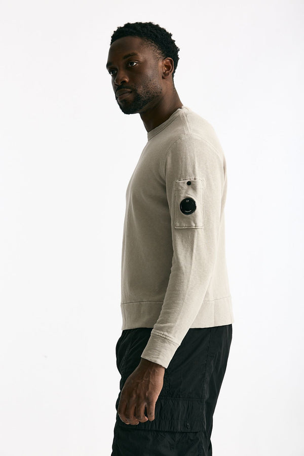 Felpa girocollo in cotone grigio chiaro men C.p. company