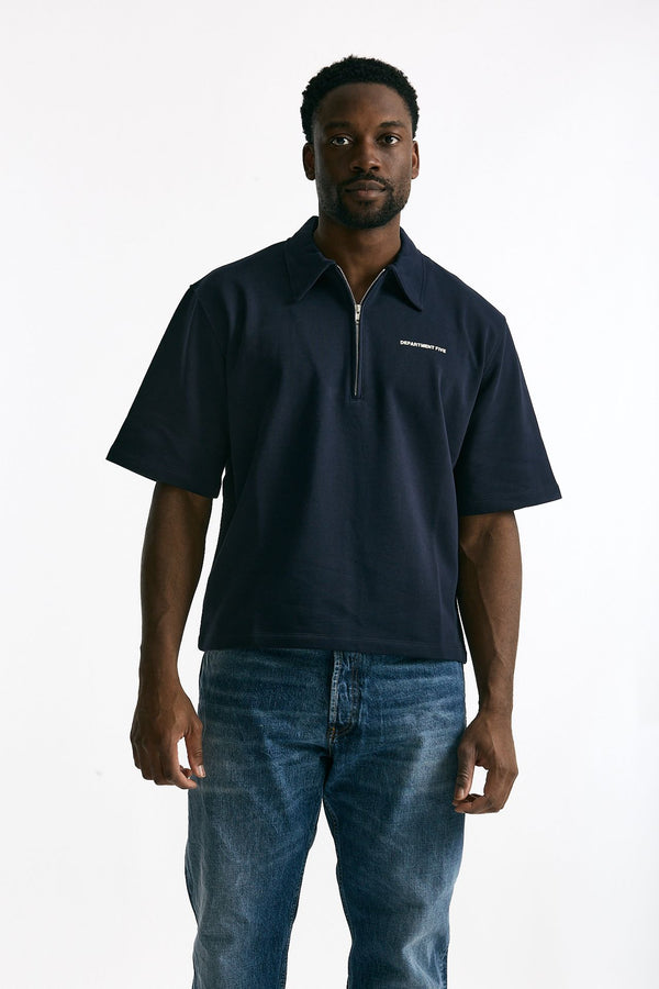 Felpa in cotone mezza manica blu men Department five