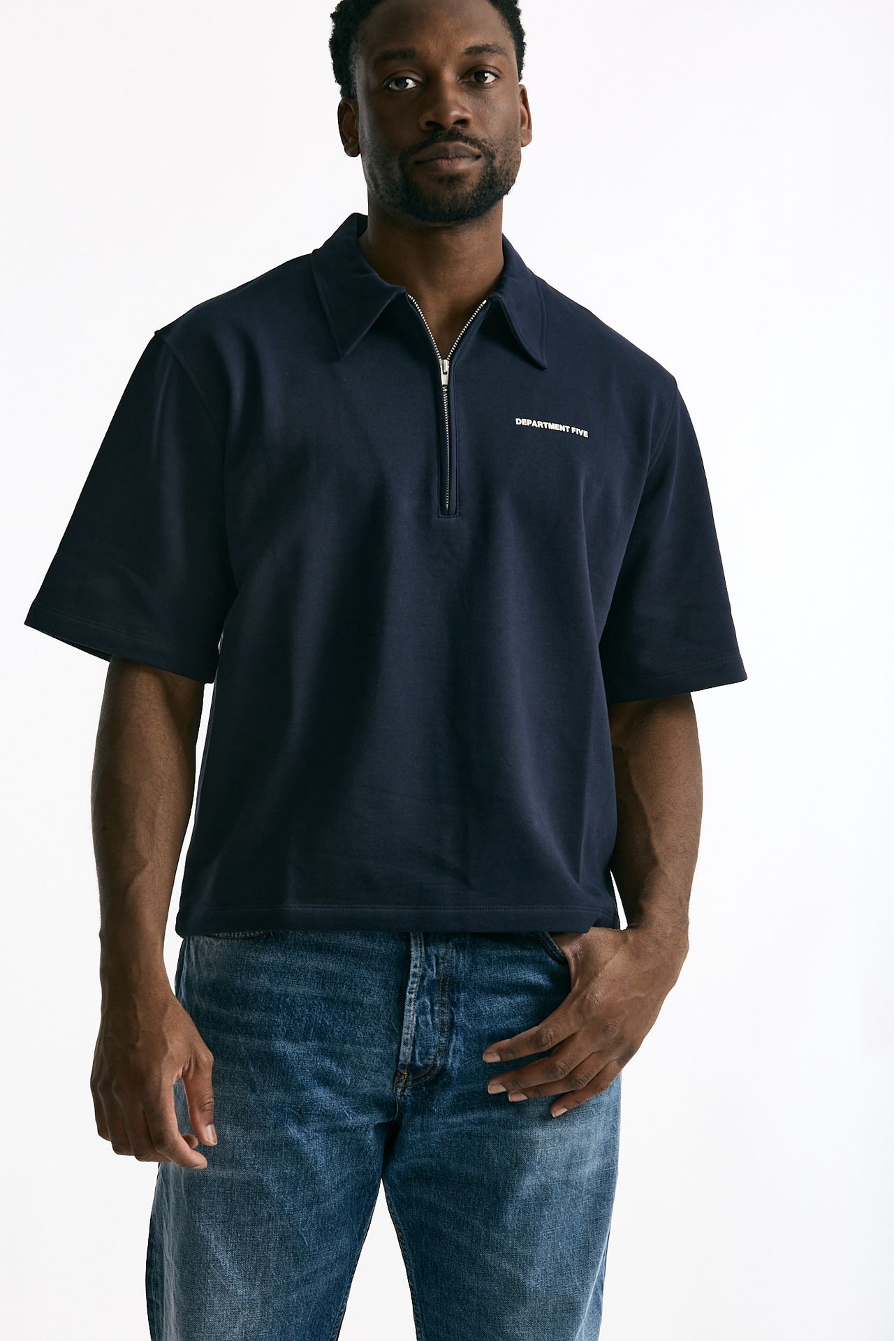 Felpa in cotone mezza manica blu men Department five - 4