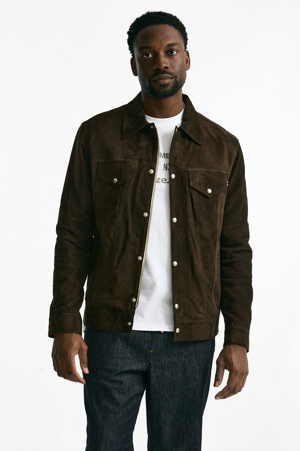 Giubbino in pelle scamosciata marrone men Department five