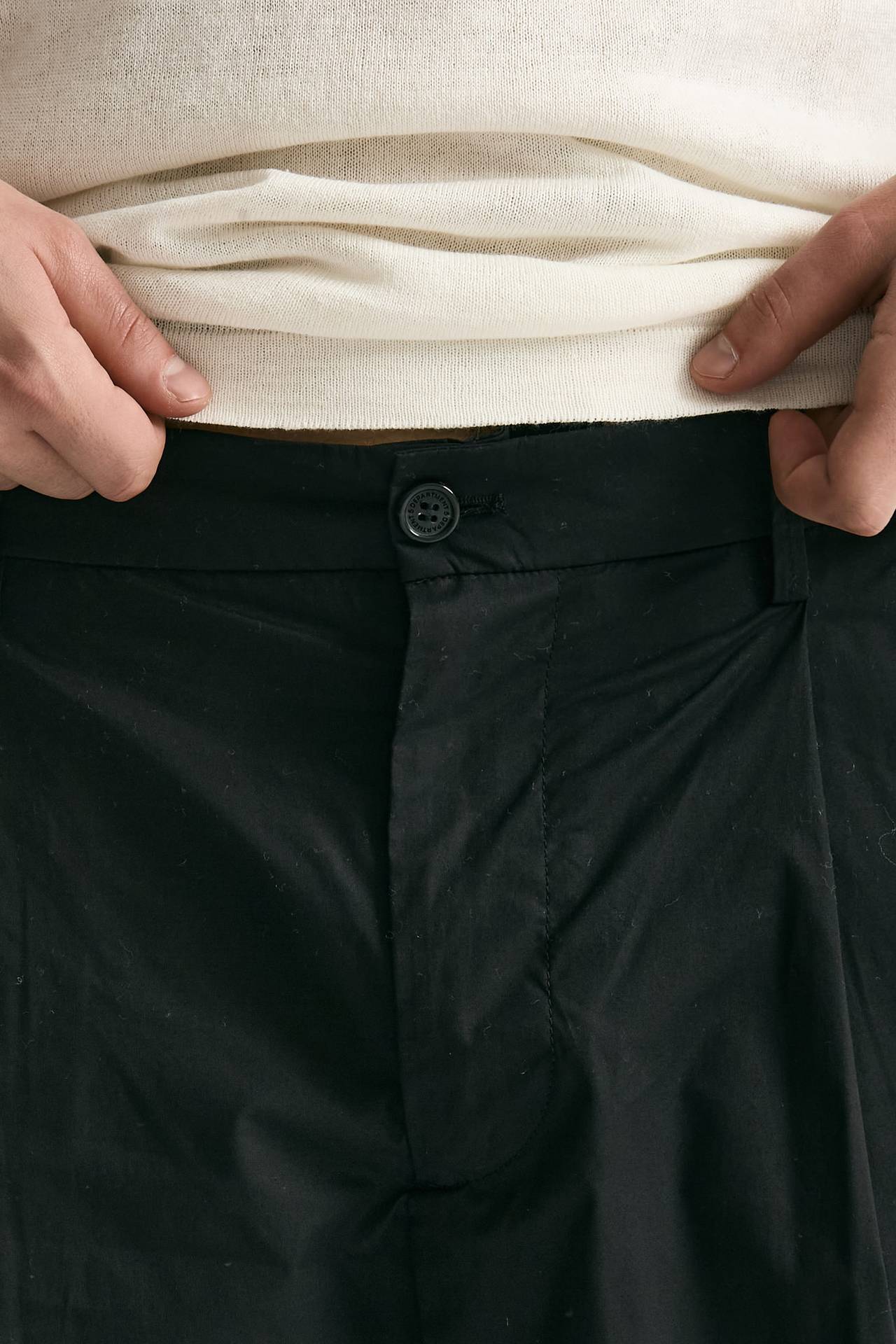 Pantalone GIN in cotone e lino stretch nero men Department five - 6