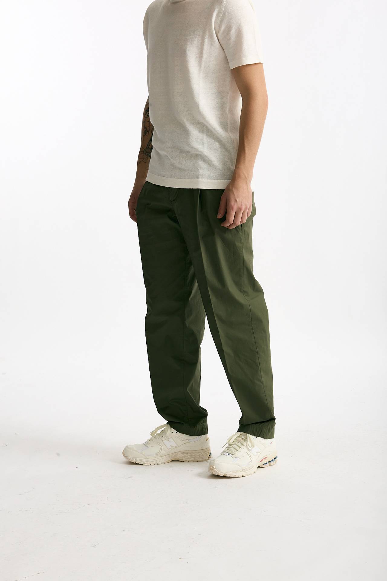 Pantalone GIN in cotone e lino stretch verde men Department five - 5