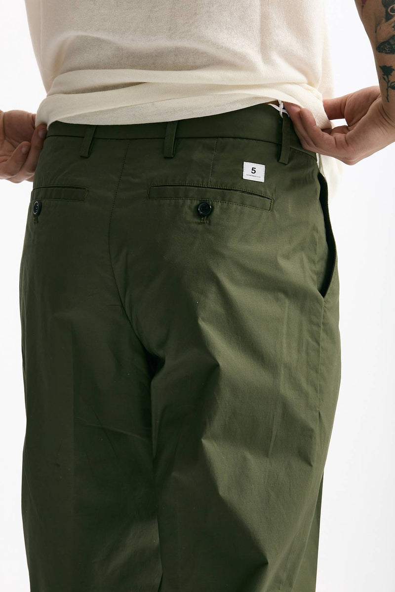 Pantalone GIN in cotone e lino stretch verde men Department five - 8
