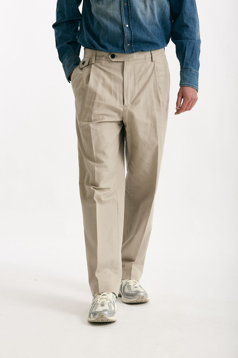 Pantalone RUSHEN in cotone e lino stretch beige men Department five - 2
