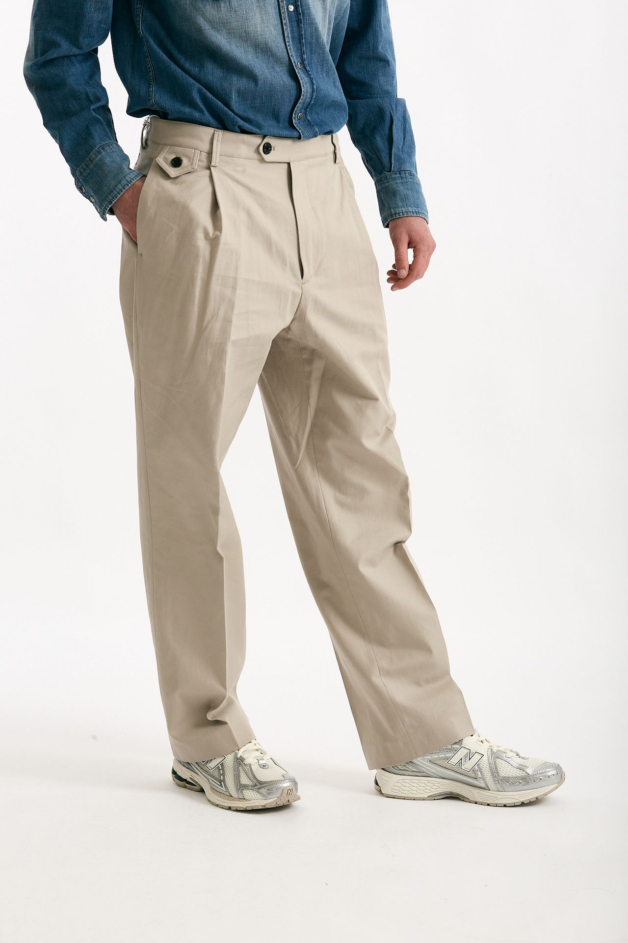 Pantalone RUSHEN in cotone e lino stretch beige men Department five - 1