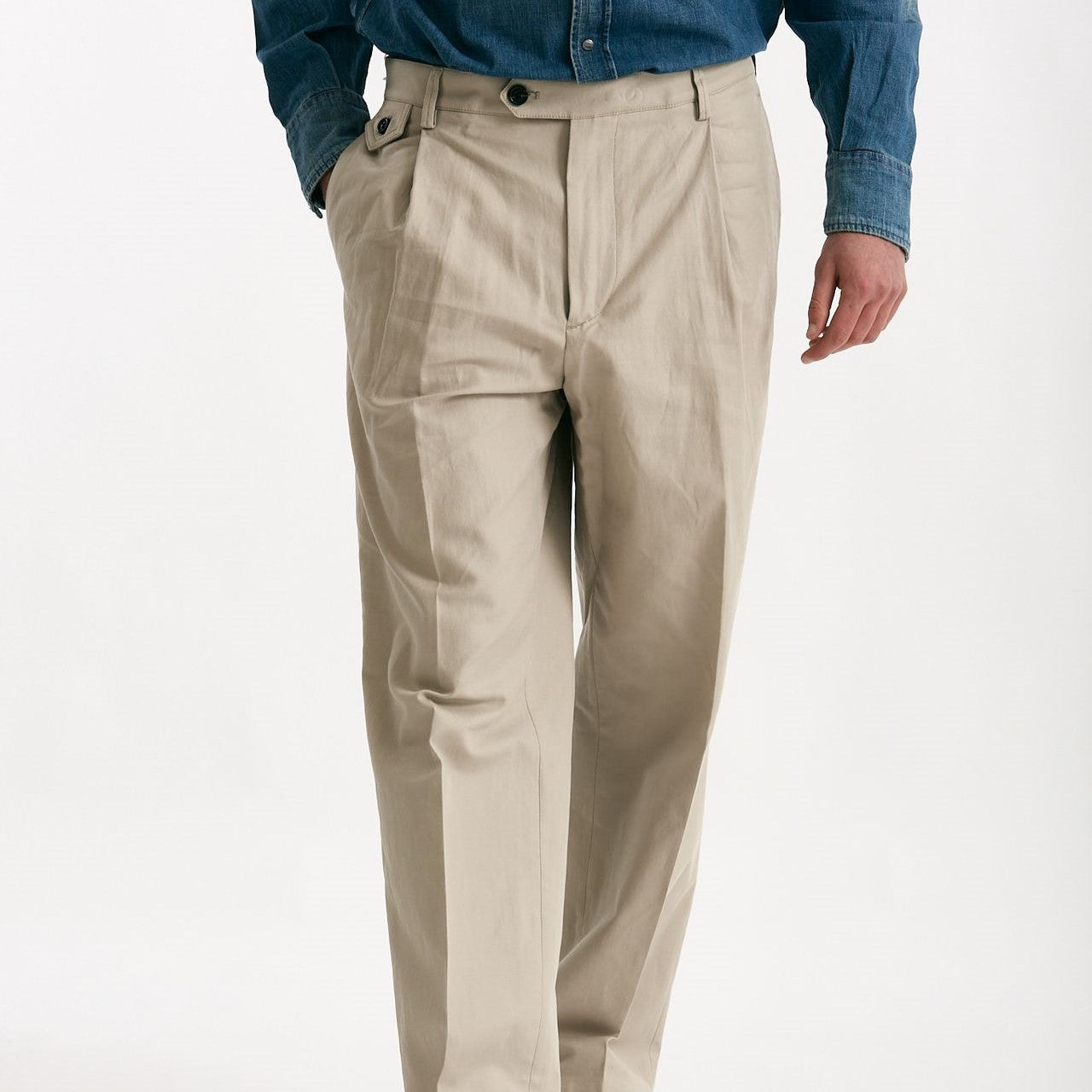 Pantalone RUSHEN in cotone e lino stretch beige men Department five - 8