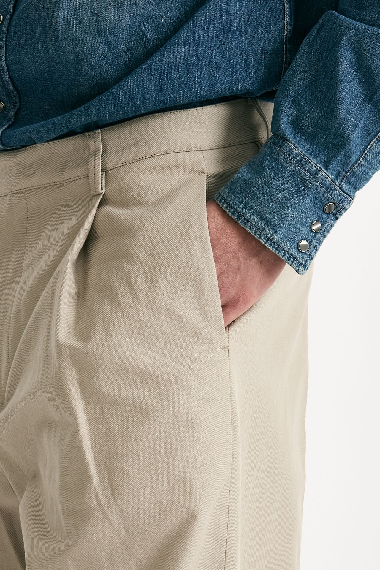 Pantalone RUSHEN in cotone e lino stretch beige men Department five - 6
