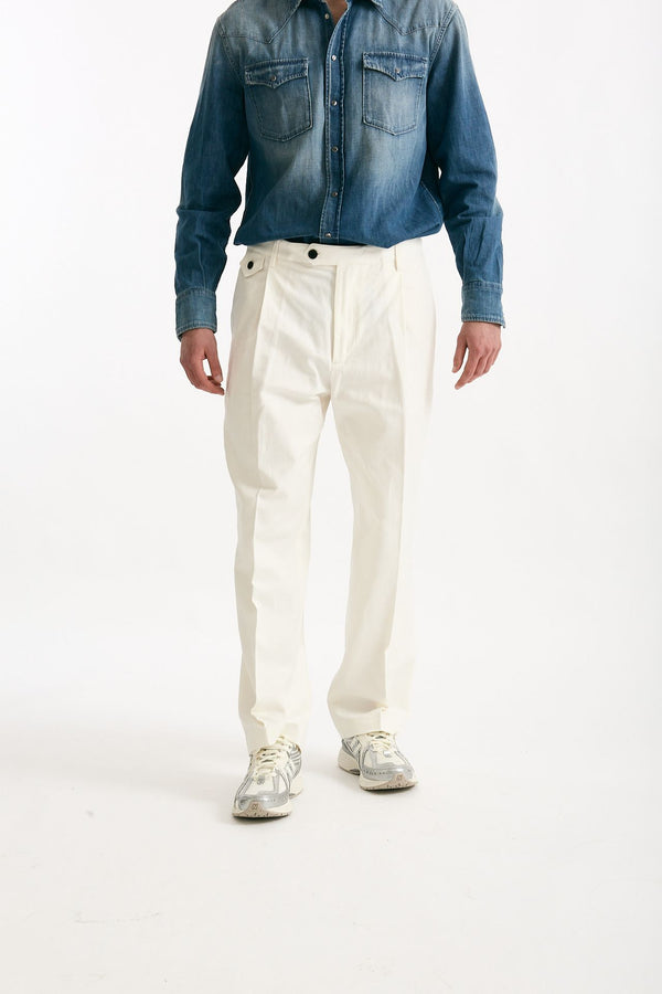 Pantalone RUSHEN in cotone e lino stretch bianco men Department five