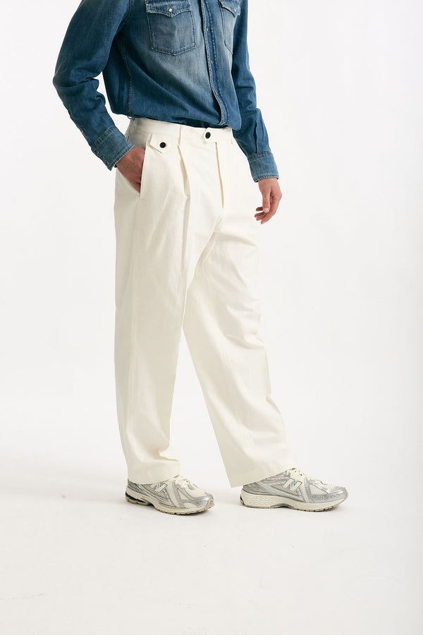 Pantalone RUSHEN in cotone e lino stretch bianco men Department five