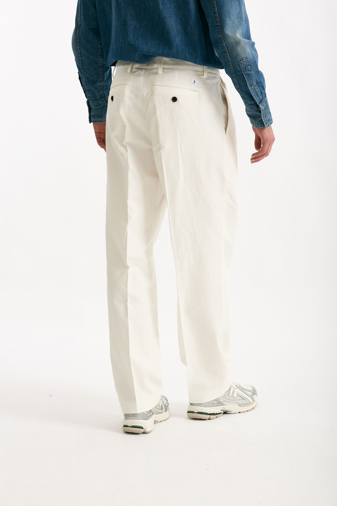 Pantalone RUSHEN in cotone e lino stretch bianco men Department five - 3